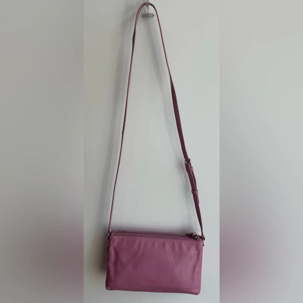 Coach Crosby 36552 Pink Crossbody Calf Leather Double Zipper TurnLock Purse - Picture 3 of 16